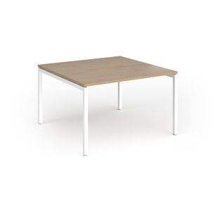 Connex Goal-Post 1200 x 1200 x 725mm Back to Back Desk (2 x 1200mm) - White Frame / Kendal Oak Top