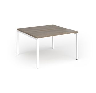 Connex Goal-Post 1200 x 1200 x 725mm Back to Back Desk (2 x 1200mm) - White Frame / Nebraska Oak Top
