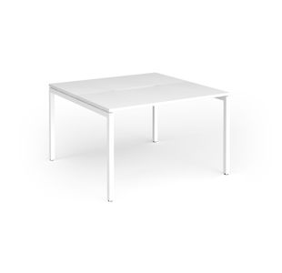 Connex Goal-Post 1200 x 1200 x 725mm Back to Back Desk (2 x 1200mm) - White Frame / White Top