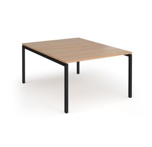 Connex Goal-Post 1200 x 1600 x 725mm Back to Back Desk (2 x 1200mm) - Black Frame / Beech Top