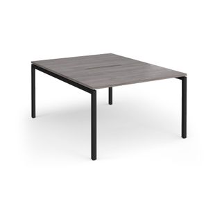 Connex Goal-Post 1200 x 1600 x 725mm Back to Back Desk (2 x 1200mm) - Black Frame / Grey Oak Top