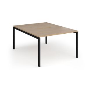 Connex Goal-Post 1200 x 1600 x 725mm Back to Back Desk (2 x 1200mm) - Black Frame / Kendal Oak Top
