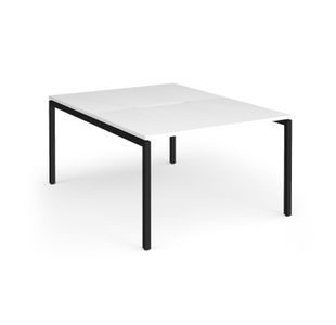 Connex Goal-Post 1200 x 1600 x 725mm Back to Back Desk (2 x 1200mm) - Black Frame / White Top