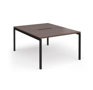 Connex Goal-Post 1200 x 1600 x 725mm Back to Back Desk (2 x 1200mm) - Black Frame / Walnut Top