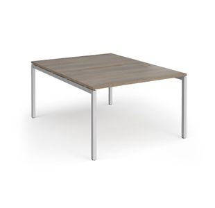Connex Goal-Post 1200 x 1600 x 725mm Back to Back Desk (2 x 1200mm) - Silver Frame / Nebraska Oak Top