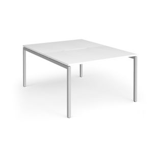 Connex Goal-Post 1200 x 1600 x 725mm Back to Back Desk (2 x 1200mm) - Silver Frame / White Top