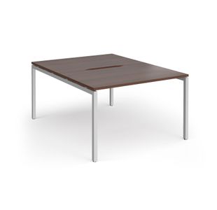 Connex Goal-Post 1200 x 1600 x 725mm Back to Back Desk (2 x 1200mm) - Silver Frame / Walnut Top