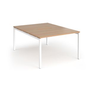 Connex Goal-Post 1200 x 1600 x 725mm Back to Back Desk (2 x 1200mm) - White Frame / Beech Top