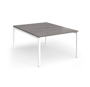 Connex Goal-Post 1200 x 1600 x 725mm Back to Back Desk (2 x 1200mm) - White Frame / Grey Oak Top