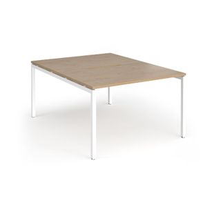 Connex Goal-Post 1200 x 1600 x 725mm Back to Back Desk (2 x 1200mm) - White Frame / Kendal Oak Top