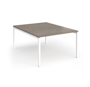 Connex Goal-Post 1200 x 1600 x 725mm Back to Back Desk (2 x 1200mm) - White Frame / Nebraska Oak Top