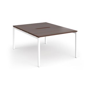 Connex Goal-Post 1200 x 1600 x 725mm Back to Back Desk (2 x 1200mm) - White Frame / Walnut Top