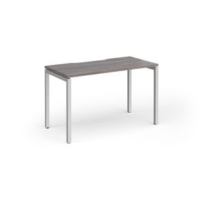 Connex Goal-Post 1200 x 600 x 725mm Single Desk - Silver Frame / Grey Oak Top