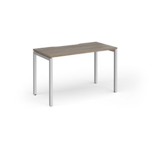 Connex Goal-Post 1200 x 600 x 725mm Single Desk - Silver Frame / Nebraska Oak Top