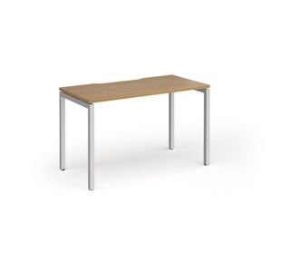 Connex Goal-Post 1200 x 600 x 725mm Single Desk - Silver Frame / Oak Top