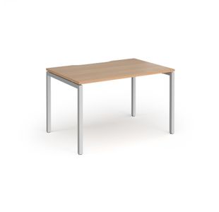 Connex Goal-Post 1200 x 800 x 725mm Single Desk - Silver Frame / Beech Top