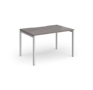 Connex Goal-Post 1200 x 800 x 725mm Single Desk - Silver Frame / Grey Oak Top