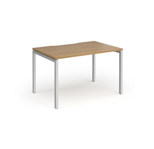 Connex Goal-Post 1200 x 800 x 725mm Single Desk - Silver Frame / Oak Top