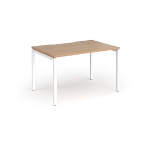 Connex Goal-Post 1200 x 800 x 725mm Single Desk - White Frame / Beech Top