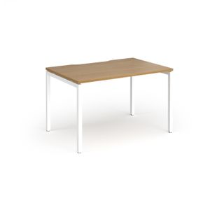 Connex Goal-Post 1200 x 800 x 725mm Single Desk - White Frame / Oak Top