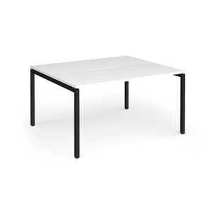 Connex Goal-Post 1400 x 1200 x 725mm Back to Back Desk (2 x 1400mm) - Black Frame / White Top