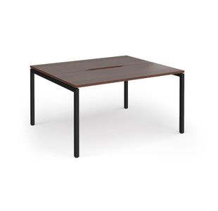 Connex Goal-Post 1400 x 1200 x 725mm Back to Back Desk (2 x 1400mm) - Black Frame / Walnut Top