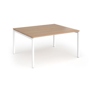 Connex Goal-Post 1400 x 1200 x 725mm Back to Back Desk (2 x 1400mm) - White Frame / Beech Top
