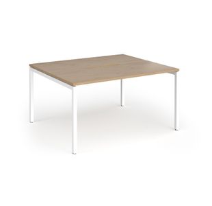 Connex Goal-Post 1400 x 1200 x 725mm Back to Back Desk (2 x 1400mm) - White Frame / Kendal Oak Top