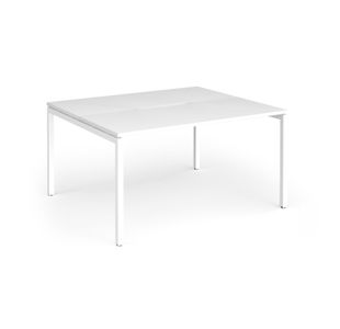 Connex Goal-Post 1400 x 1200 x 725mm Back to Back Desk (2 x 1400mm) - White Frame / White Top