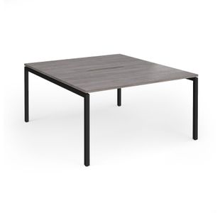 Connex Goal-Post 1400 x 1600 x 725mm Back to Back Desk (2 x 1400mm) - Black Frame / Grey Oak Top