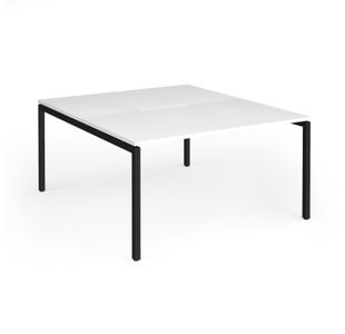 Connex Goal-Post 1400 x 1600 x 725mm Back to Back Desk (2 x 1400mm) - Black Frame / White Top