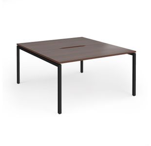 Connex Goal-Post 1400 x 1600 x 725mm Back to Back Desk (2 x 1400mm) - Black Frame / Walnut Top