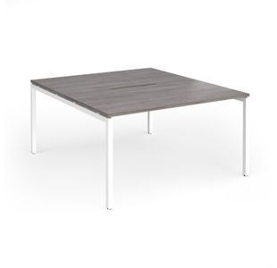 Connex Goal-Post 1400 x 1600 x 725mm Back to Back Desk (2 x 1400mm) - White Frame / Grey Oak Top