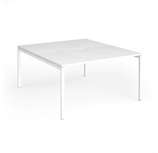 Connex Goal-Post 1400 x 1600 x 725mm Back to Back Desk (2 x 1400mm) - White Frame / White Top
