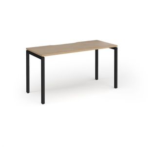 Connex Goal-Post 1400 x 600 x 725mm Single Desk - Black Frame / Kendal Oak Top