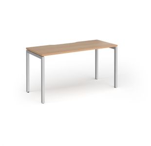 Connex Goal-Post 1400 x 600 x 725mm Single Desk - Silver Frame / Beech Top