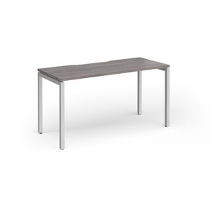 Connex Goal-Post 1400 x 600 x 725mm Single Desk - Silver Frame / Grey Oak Top