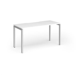 Connex Goal-Post 1400 x 600 x 725mm Single Desk - Silver Frame / White Top