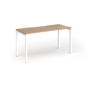 Connex Goal-Post 1400 x 600 x 725mm Single Desk - White Frame / Beech Top