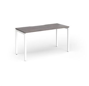 Connex Goal-Post 1400 x 600 x 725mm Single Desk - White Frame / Grey Oak Top