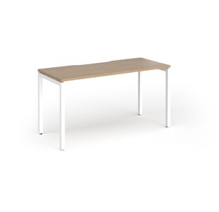 Connex Goal-Post 1400 x 600 x 725mm Single Desk - White Frame / Kendal Oak Top