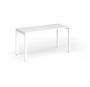 Connex Goal-Post 1400 x 600 x 725mm Single Desk - White Frame / White Top