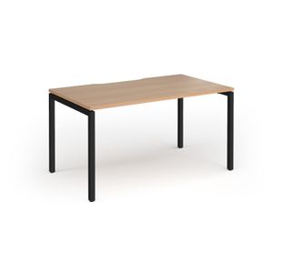 Connex Goal-Post 1400 x 800 x 725mm Single Desk - Black Frame / Beech Top
