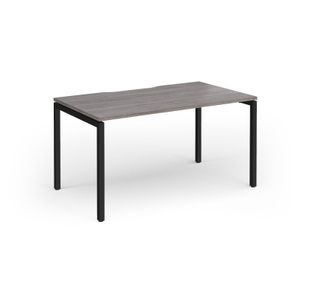 Connex Goal-Post 1400 x 800 x 725mm Single Desk - Black Frame / Grey Oak Top