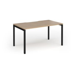 Connex Goal-Post 1400 x 800 x 725mm Single Desk - Black Frame / Kendal Oak Top