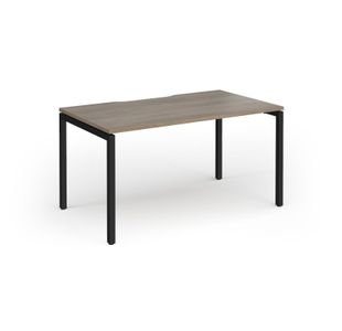 Connex Goal-Post 1400 x 800 x 725mm Single Desk - Black Frame / Nebraska Oak Top