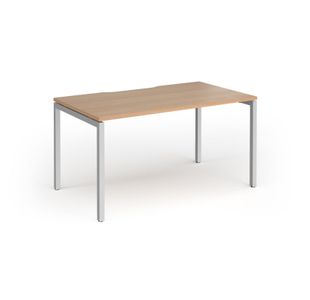 Connex Goal-Post 1400 x 800 x 725mm Single Desk - Silver Frame / Beech Top