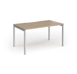 Connex Goal-Post 1400 x 800 x 725mm Single Desk - Silver Frame / Kendal Oak Top