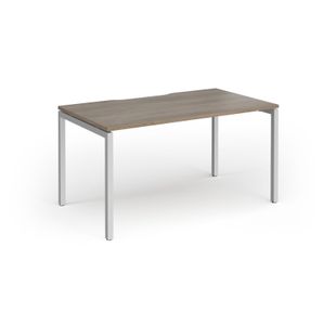 Connex Goal-Post 1400 x 800 x 725mm Single Desk - Silver Frame / Nebraska Oak Top