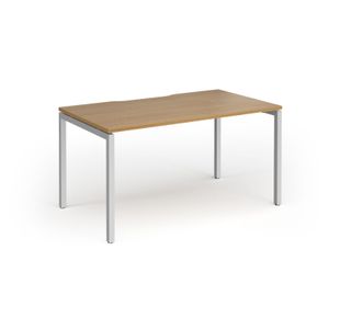 Connex Goal-Post 1400 x 800 x 725mm Single Desk - Silver Frame / Oak Top